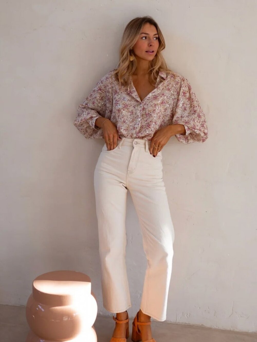 Easy Clothes Beige Solan Jeans S - High-Rise Relaxed Straight - New w/o Tags